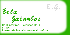 bela galambos business card